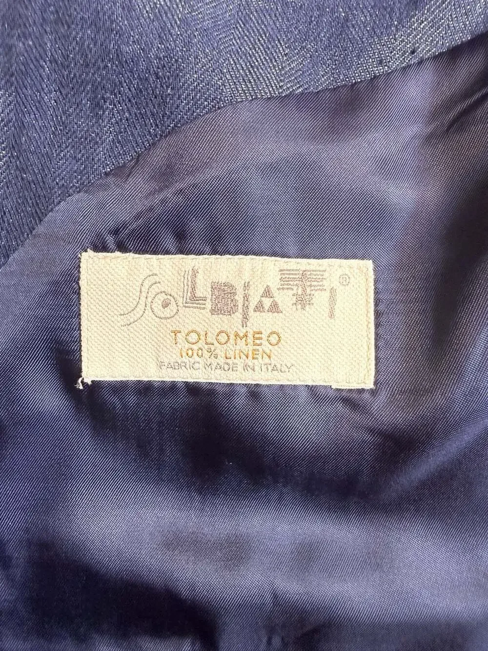 Brooks Brothers Regent Fit Solbiati Italian Linen Blazer Blue Herringbone 46L